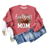 FOOTBALL MOM LETTERS Léopard sous-couche à manches longues surdimensionné pull fille