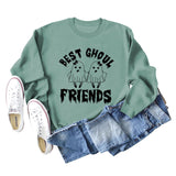 SWEAT-SHIRT À COL ROND IMPRIMÉ MONOGRAMME POUR FEMMES BEST GHOUL FRIENDS