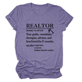 REALTOR LETTER LOOSE WOMEN'S CASUAL CREWNECK SHORT SLEEVE FASHION T-SHIRT TOP