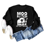 Moo Get Out The Letter Cattle Print Herbst- und Wintermode Langarmpullover