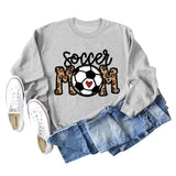 Soccer Mom Football Love Letter Leopard Rundhals Herbst/Winter Langarm Pullover Damen