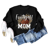 FOOTBALL MOM LETTERS Léopard sous-couche à manches longues surdimensionné pull fille