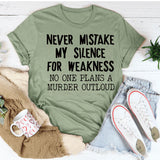 WOMEN'S CASUAL tOP NEVER MIStAKE MY SILENCE MONOGRAM SHORt-SLEEVED t-SHIRT-Shirt