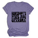 SOMEBODY'S FINE ASS CREW NECK LEttER LOOSE SHORt SLEEVE CASUAL tEET-Shirt