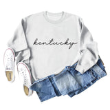 Kentucky Letter Loose Rundhals Mode Lässig Langarm Pullover für Damen in Übergröße