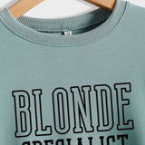 BLONDE SPECIALIST LETTERS LOOSE CREW NECK WOMEN'S LONG SLEEVE OVERSIZE SWEATER