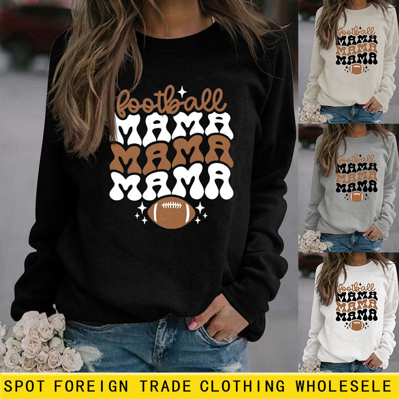 FOOTBALL MAMA Football lettre impression mode impression nouveau pull à manches longues