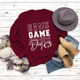 GAME DAY Baseball Letter Round Neck Loose Printing Long Sleeve Leisure Large Size Sweater Girl