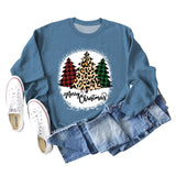 MERRY Christmas Brief Plaid Leopard Print Weihnachtsbaum Pullover Mädchen