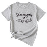 Simplified Letter Shenanigans Coordinator Round Neck Short Sleeve T-shirt