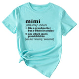 Womens English Letter Mimi Casual Round Neck Loose Short Sleeve Shirt