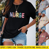 NURSE REGISTERED Summer Round Neck Fashion Loose Short Sleeve Printed T-shirt Women