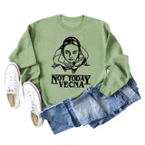 Not Today Vecna Letters Loose Long Sleeve Printed Sweater