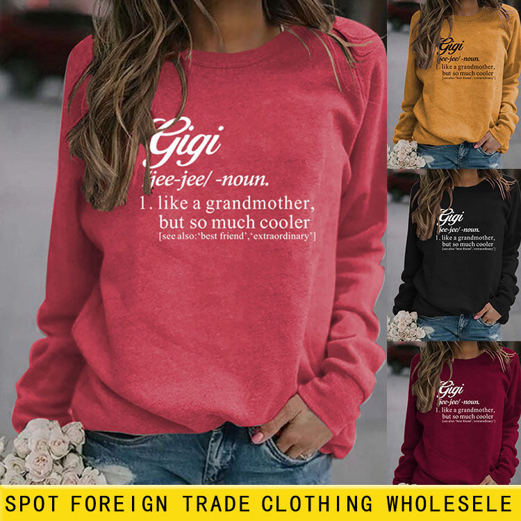 Pull ample à manches longues et col rond pour femme, grande taille, lettres