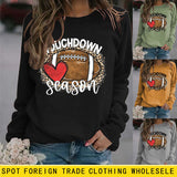 Simple pullover round neck shirt touchdown printed loose sweater foreign trade