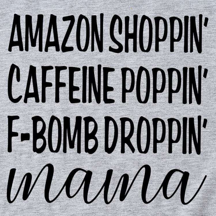 Amazon Shoppin col rond lettre manches courtes T-shirt décontracté femme T-Shirt