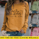 Country Roads Letters Autumn Winter Fashion Long Sleeve Foreign Trade Round Neck Sweater Women