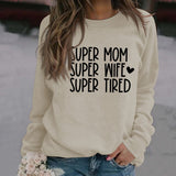 SUPER MOM SUPER WIFE LETTRES COEUR BASE ROBE À MANCHES LONGUES FEMME