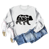 Mama Bear Buchstabendruck Rundhalsausschnitt Lockere Unterseite Langarmshirt Damen Pullover in Übergröße