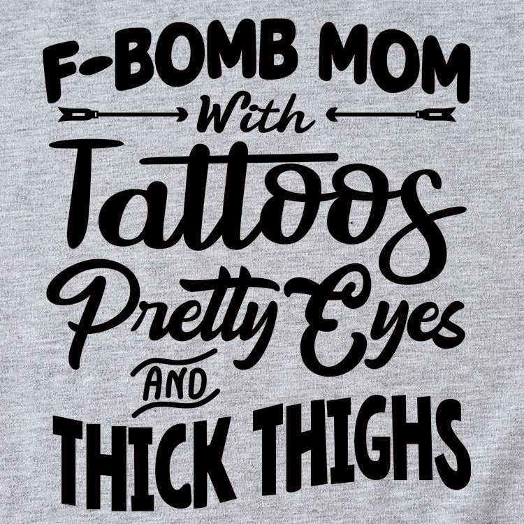 F-Bomb Mom Women's Letter Print Information Short Sleeve Top Women T-shirt