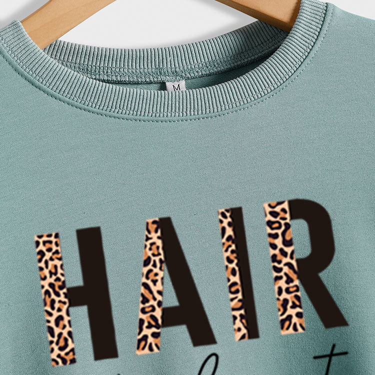 T-shirt à manches longues et col rond pour styliste de cheveux, avec lettres imprimées, automne et hiver