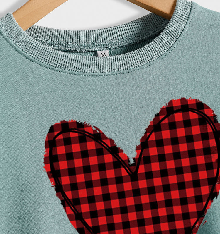 Pull à carreaux imprimé amour pour femme, pour la Saint-Valentin, automne et hiver