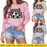 Soccer Mom Football Love Letter Leopard Rundhals Herbst/Winter Langarm Pullover Damen