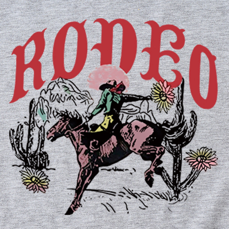 Rodeo – chemise décontractée imprimée à motif amusant, col rond, manches courtes