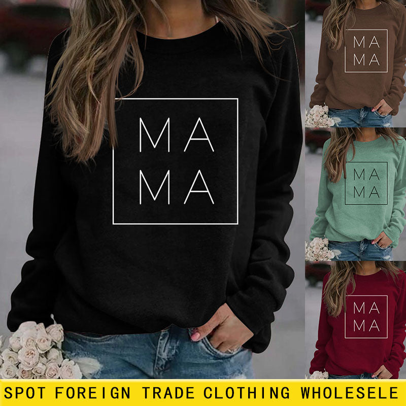 Mama Fashion – pull à manches longues pour fille, avec lettres imprimées, grande taille, automne et hiver
