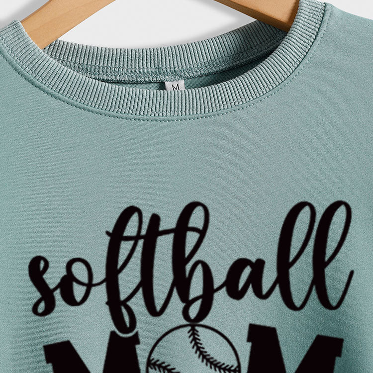 Softball Mom Heart Letters Mode Pull ample à manches longues et col rond
