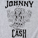 Johnny Cash Letter Short Sleeve Flower Boots Funny Women's T-Shirt