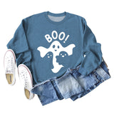 BOO Ghost Letter Printing Round Neck Autumn and Winter Bottoming Long Sleeve Plus Size Sweater