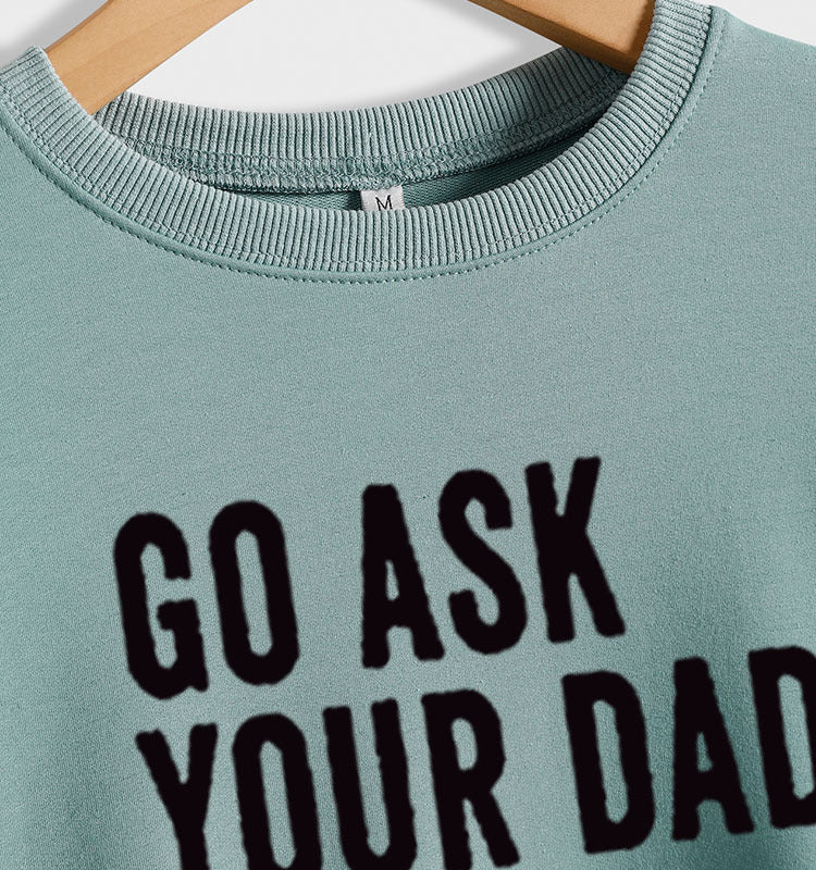 Sweat-shirt ample à manches longues et col rond imprimé GO ASK