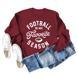 FOOTBALL IS MY FAVORITE Letters Autumn and Winter Loose Long-sleeved Sweater Women