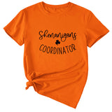 Simplified Letter Shenanigans Coordinator Round Neck Short Sleeve T-shirt