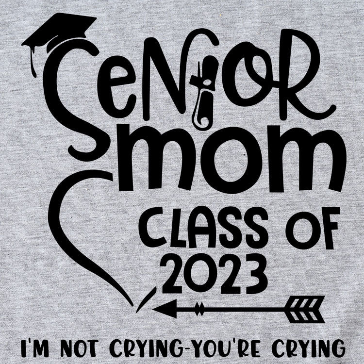 T-shirt à manches courtes et col rond pour femme, lettre de classe Senior Mom Class, mode dames