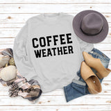 Buchstabe COFFEE WEATHER Modischer langärmliger Pullover mit Rundhalsausschnitt für Damen