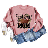 FOOTBALL MOM LETTERS Léopard sous-couche à manches longues surdimensionné pull fille