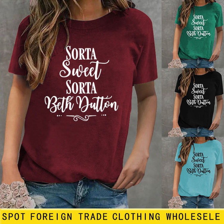 Sorta Sweet Sorta mode femmes dos col rond manches courtes T-shirt femmes