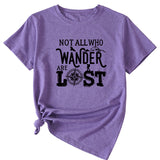 The Letters Not All Who Wander Casual Crewneck Short-sleeved Shirt