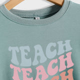 Einfacher Pullover Langarm Teach Teach Print Lockerer Pullover