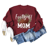 FOOTBALL MOM LETTERS Léopard sous-couche à manches longues surdimensionné pull fille