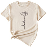 Simple Flower PaT-ShirtT-Shirtern LeT-Shirt IT-Shirt Be Casual ShorT-Shirt-sleeved Female T-Shirt