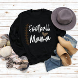 Football Mama Love Leopard Letter Crew Neck Long Sleeve Sweatshirt