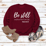 Be Still and Know – Pullover mit Buchstaben-Print, Rundhalsausschnitt, lockeres Langarmshirt in Übergröße, modischer Pullover für Mädchen