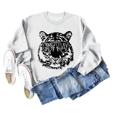 GAME DAY Tigre Lettre Lâche Bas Manches Longues Grande Taille Sweat Femme