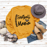 Football Mama Love Leopard Letter Crew Neck Long Sleeve Sweatshirt