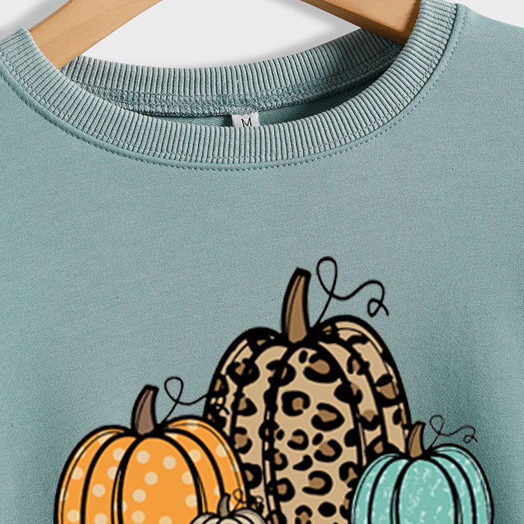 HAPPY FALL Fashion Letter Pumpkin Halloween Autumn and Winter Long Sleeve Oversized Sweater Girl