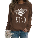 Kind Bee Alphabet-Druck Herbst- und Winterrücken, lockerer, großer Pullover mit langen Ärmeln und Rundhalsausschnitt (Damen)