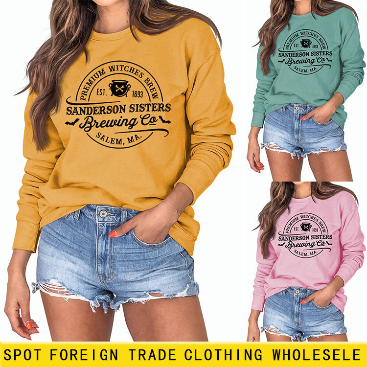 SWEAT-SHIRT À MANCHES LONGUES POUR FEMME IMPRIMÉ LETTRE DE SORCIÈRES PREMIUM AW/WINTER BASE